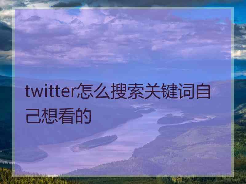 twitter怎么搜索关键词自己想看的