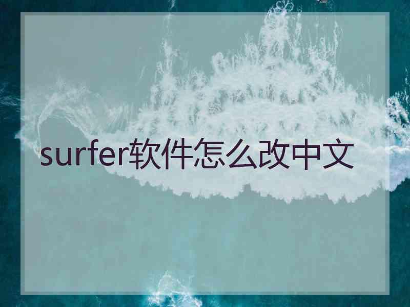 surfer软件怎么改中文