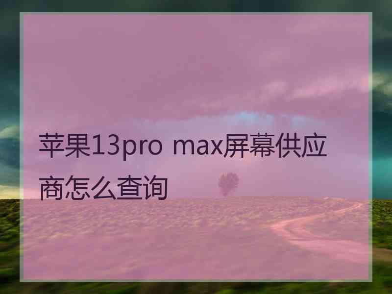 苹果13pro max屏幕供应商怎么查询