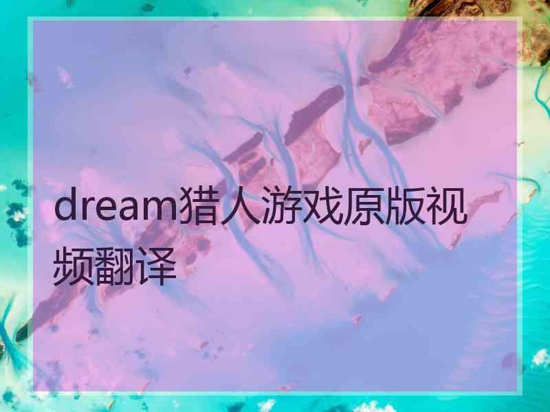 dream猎人游戏原版视频翻译