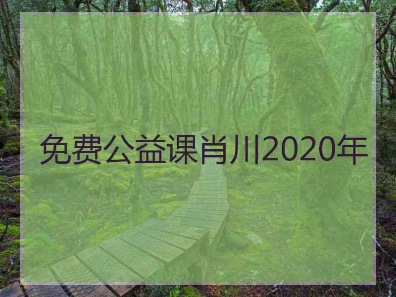 免费公益课肖川2020年