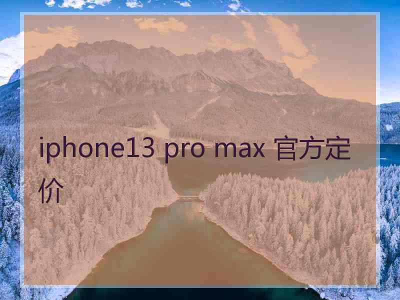 iphone13 pro max 官方定价