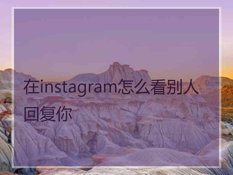 在instagram怎么看别人回复你