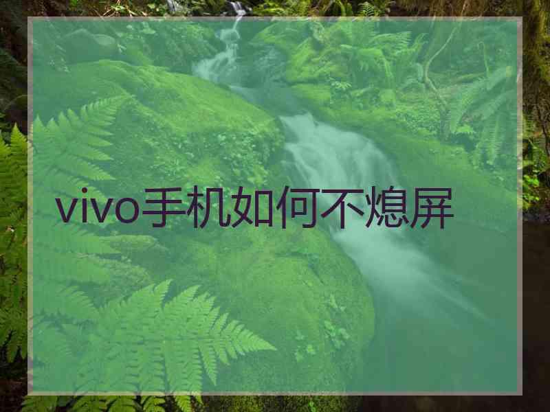 vivo手机如何不熄屏