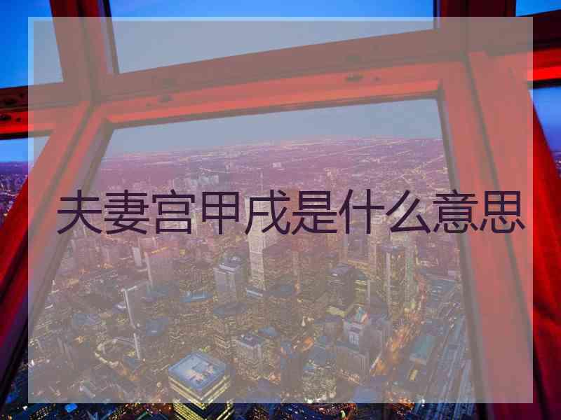 夫妻宫甲戌是什么意思