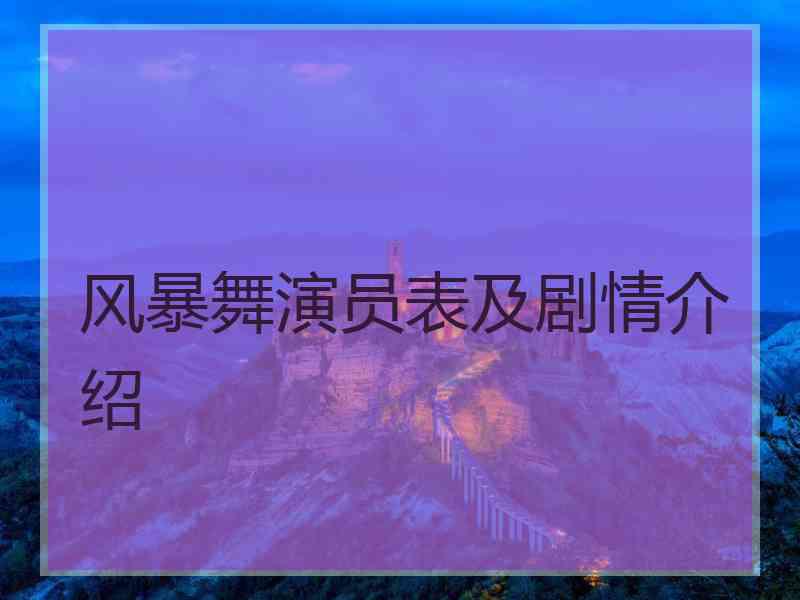 风暴舞演员表及剧情介绍