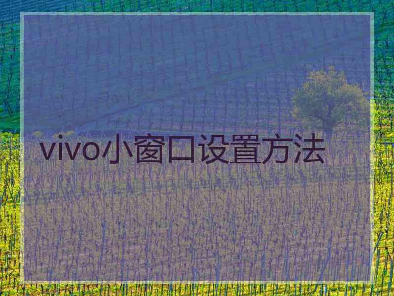 vivo小窗口设置方法