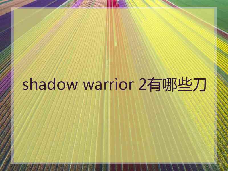 shadow warrior 2有哪些刀