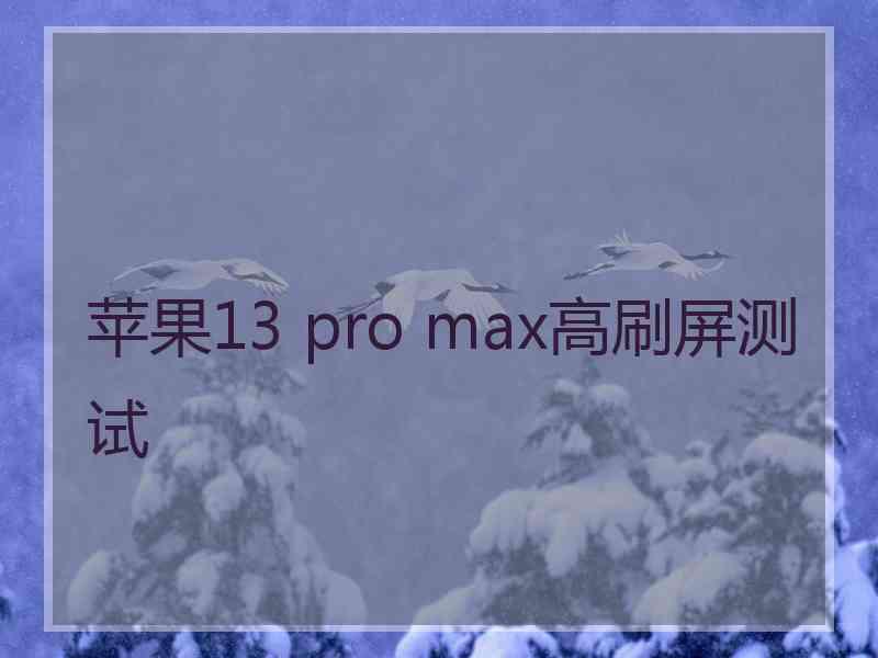 苹果13 pro max高刷屏测试