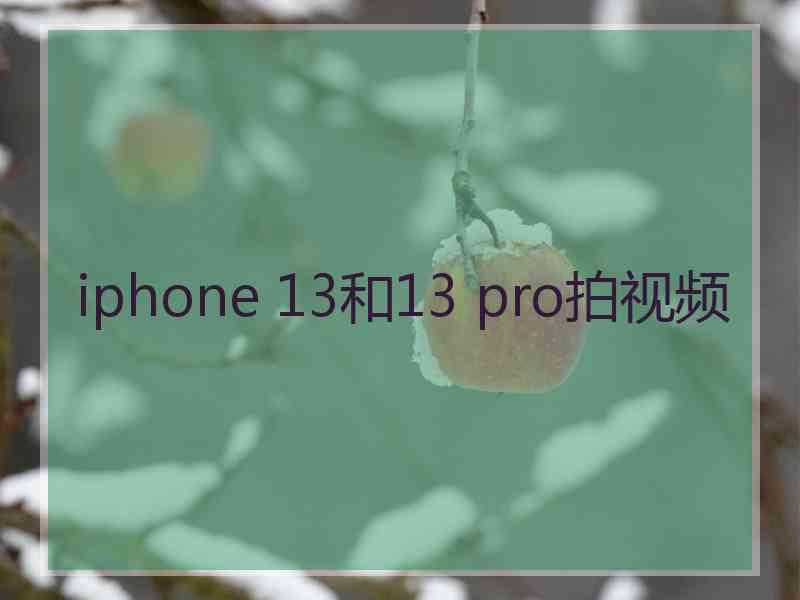 iphone 13和13 pro拍视频