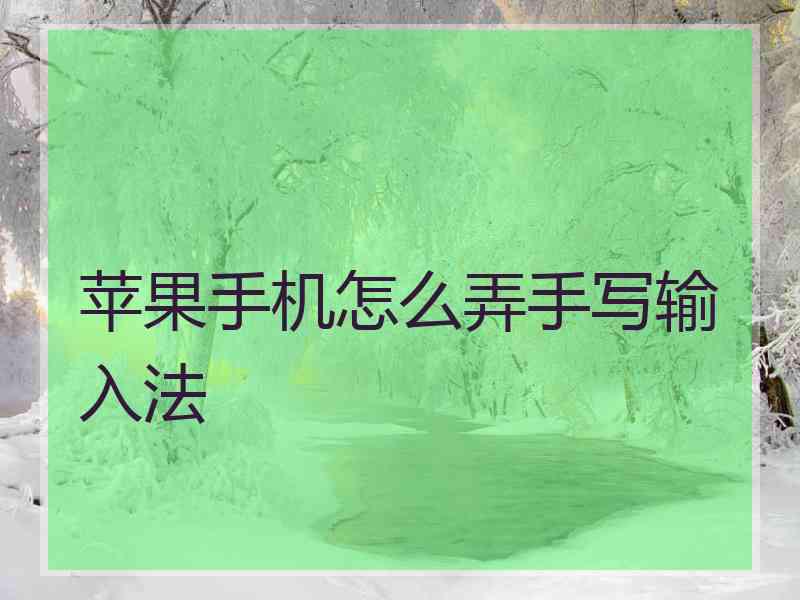 苹果手机怎么弄手写输入法