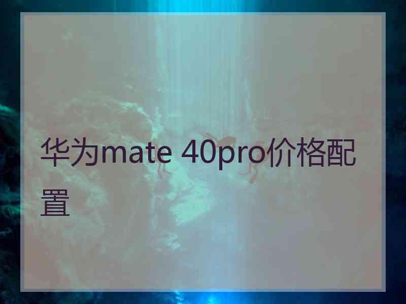 华为mate 40pro价格配置