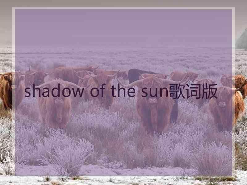 shadow of the sun歌词版