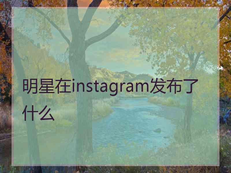 明星在instagram发布了什么