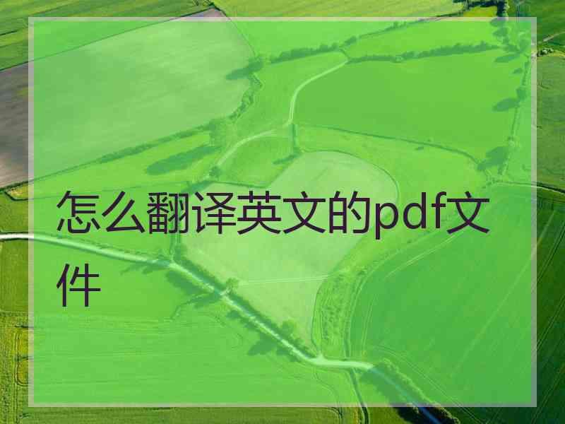 怎么翻译英文的pdf文件