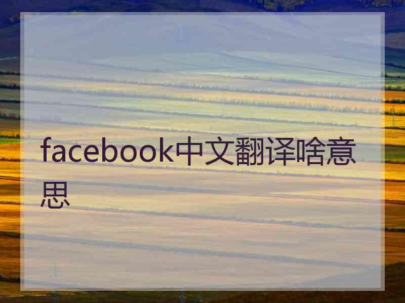 facebook中文翻译啥意思