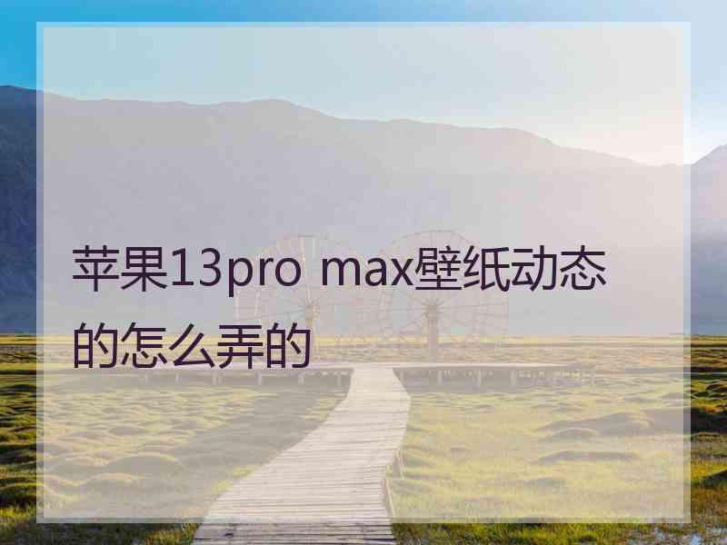 苹果13pro max壁纸动态的怎么弄的