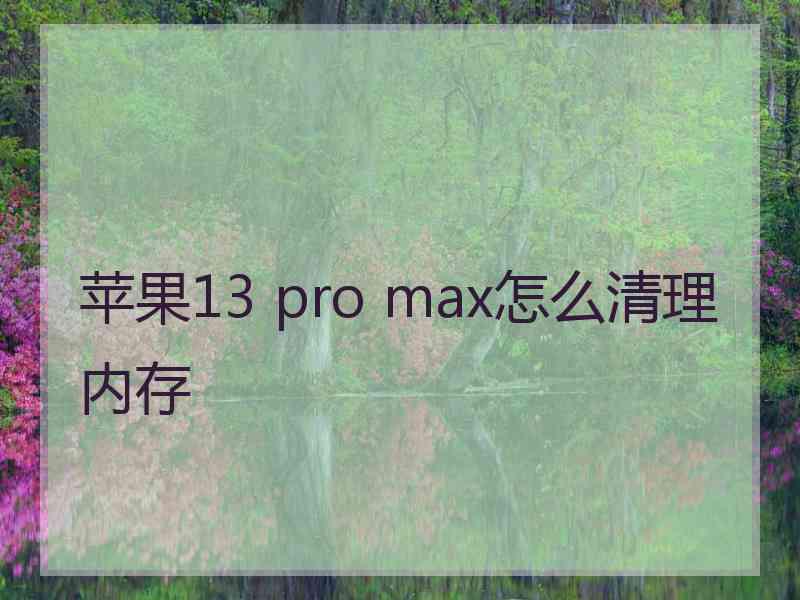 苹果13 pro max怎么清理内存