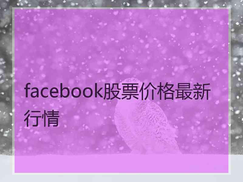 facebook股票价格最新行情