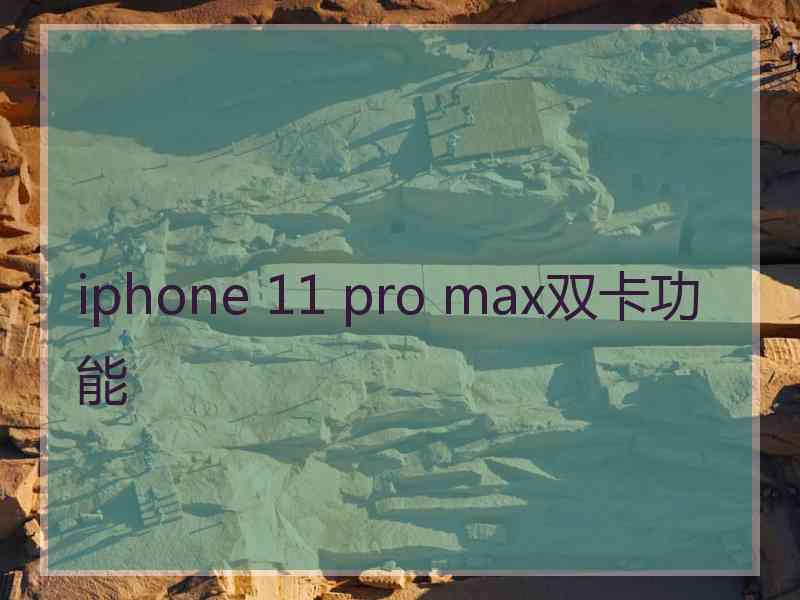 iphone 11 pro max双卡功能