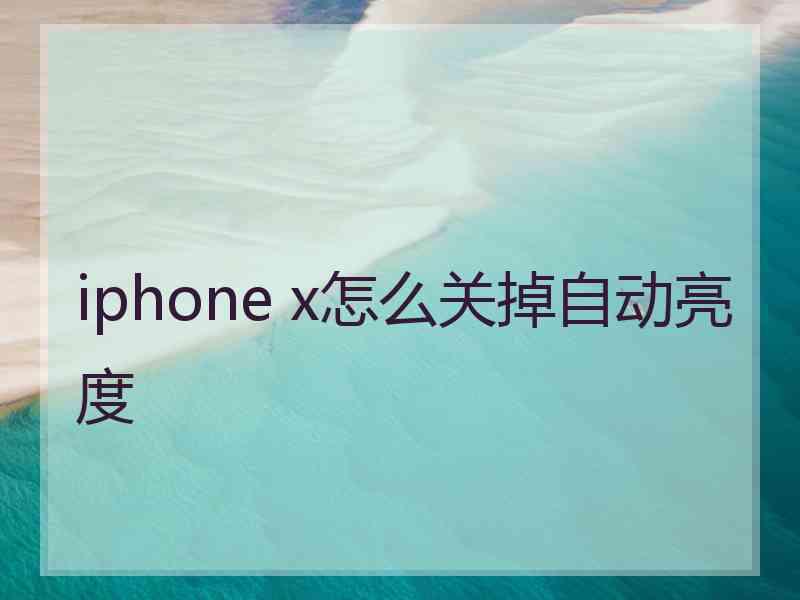 iphone x怎么关掉自动亮度