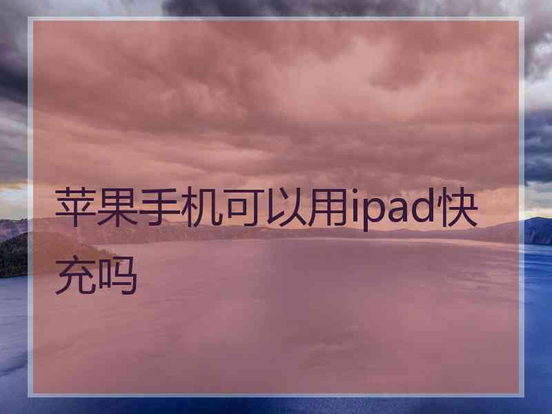 苹果手机可以用ipad快充吗