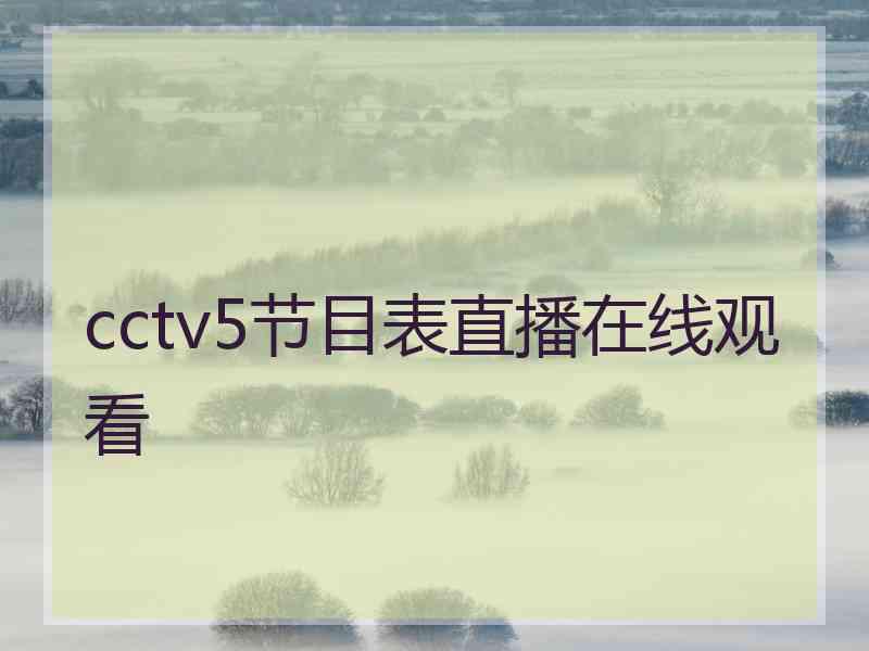 cctv5节目表直播在线观看