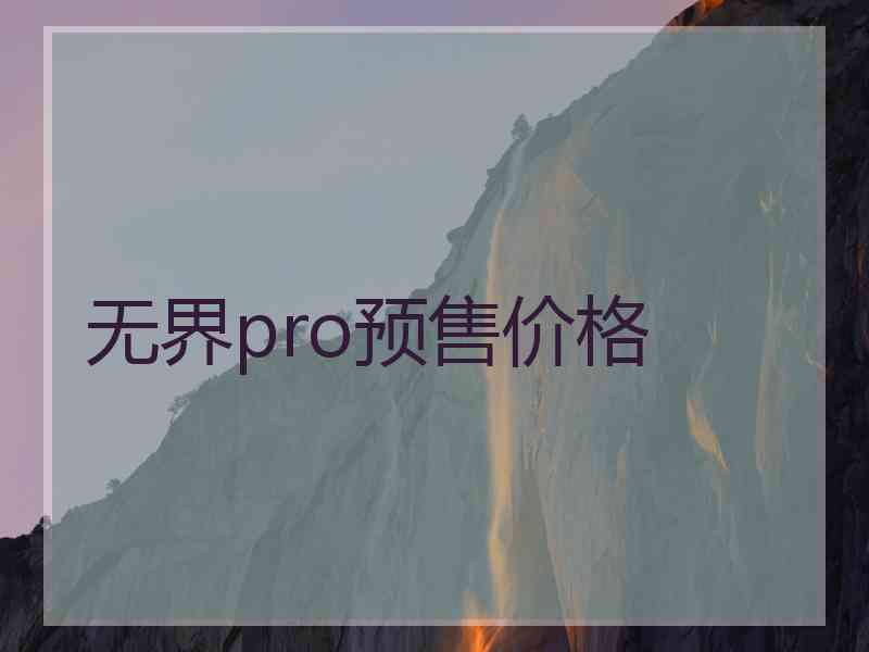 无界pro预售价格