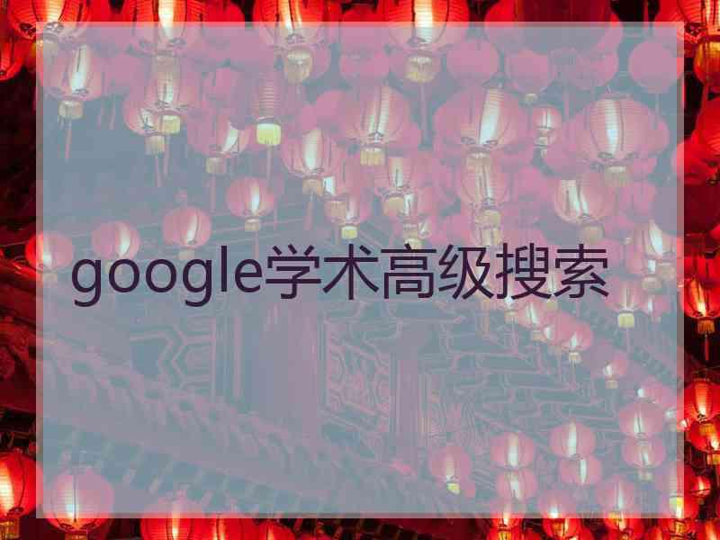 google学术高级搜索