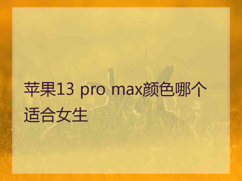 苹果13 pro max颜色哪个适合女生