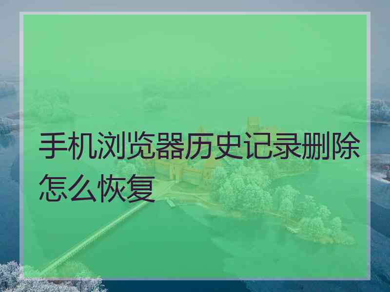 手机浏览器历史记录删除怎么恢复