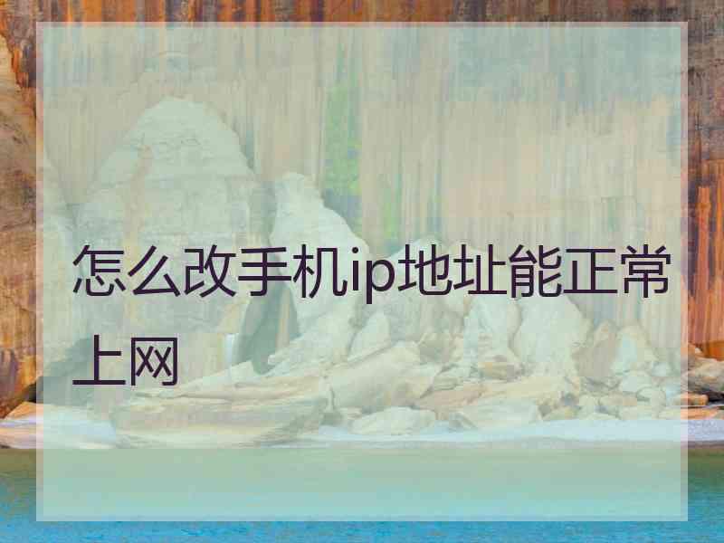 怎么改手机ip地址能正常上网