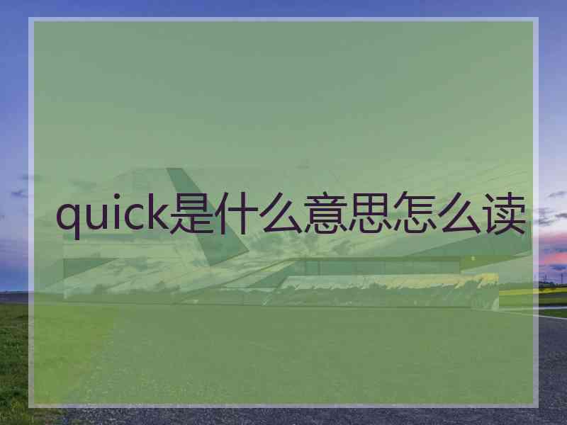 quick是什么意思怎么读