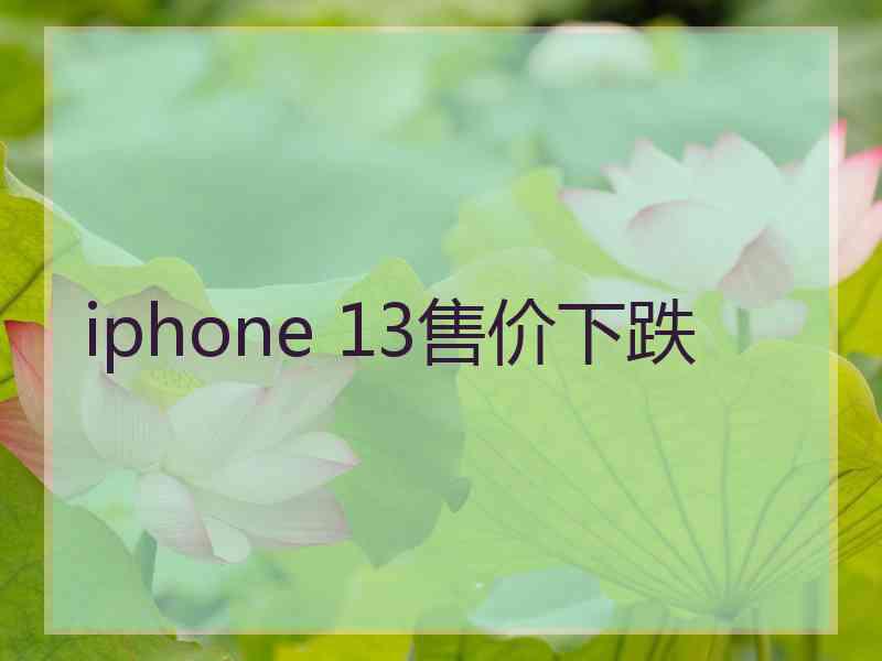 iphone 13售价下跌