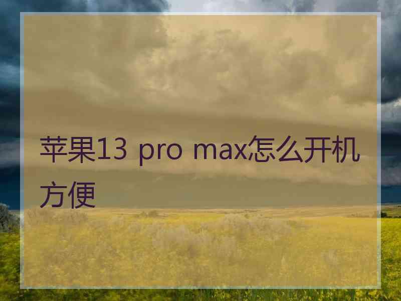 苹果13 pro max怎么开机方便