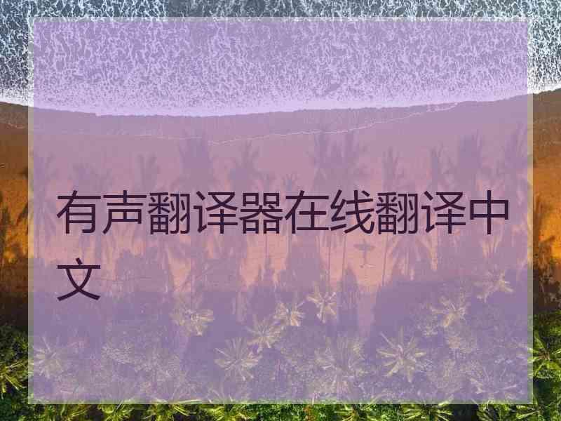 有声翻译器在线翻译中文