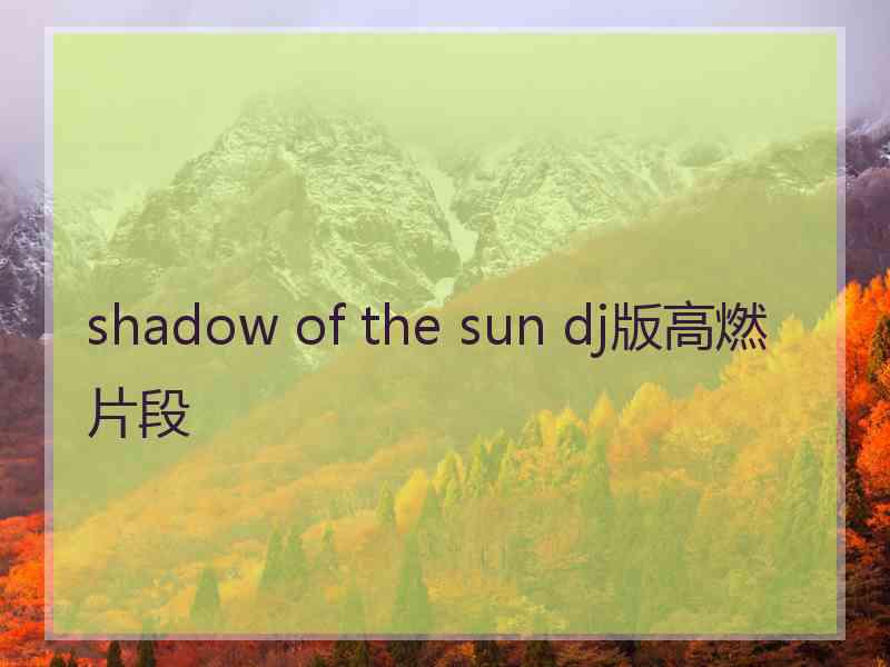 shadow of the sun dj版高燃片段