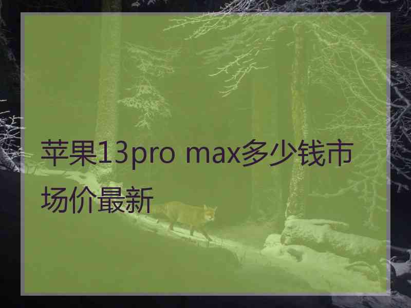 苹果13pro max多少钱市场价最新