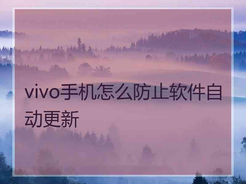 vivo手机怎么防止软件自动更新