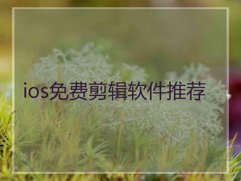 ios免费剪辑软件推荐