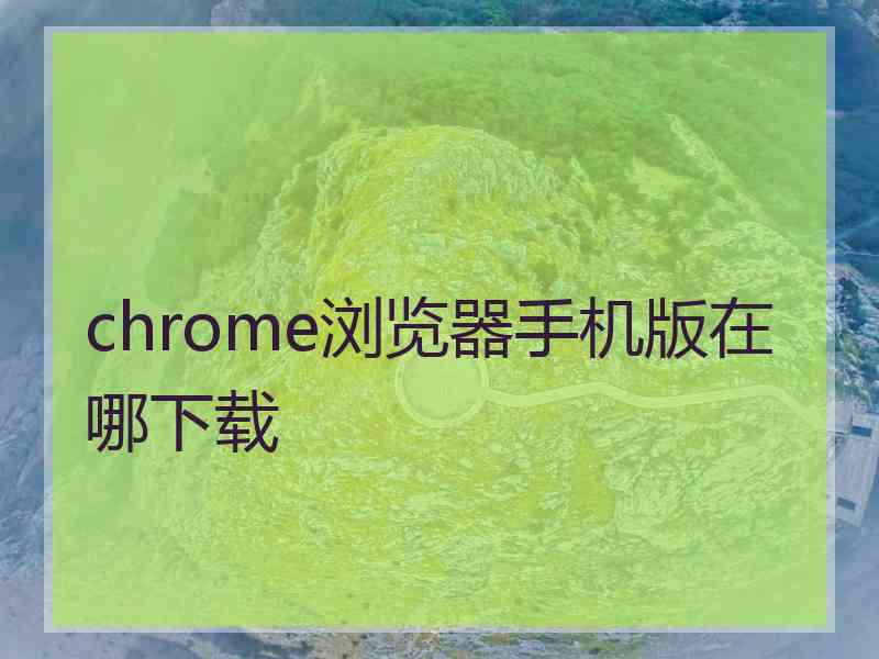 chrome浏览器手机版在哪下载