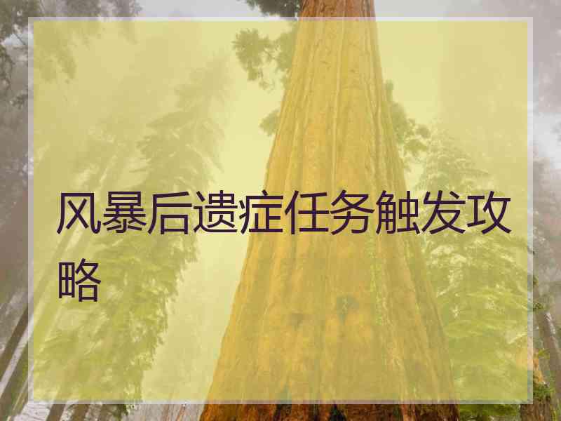 风暴后遗症任务触发攻略