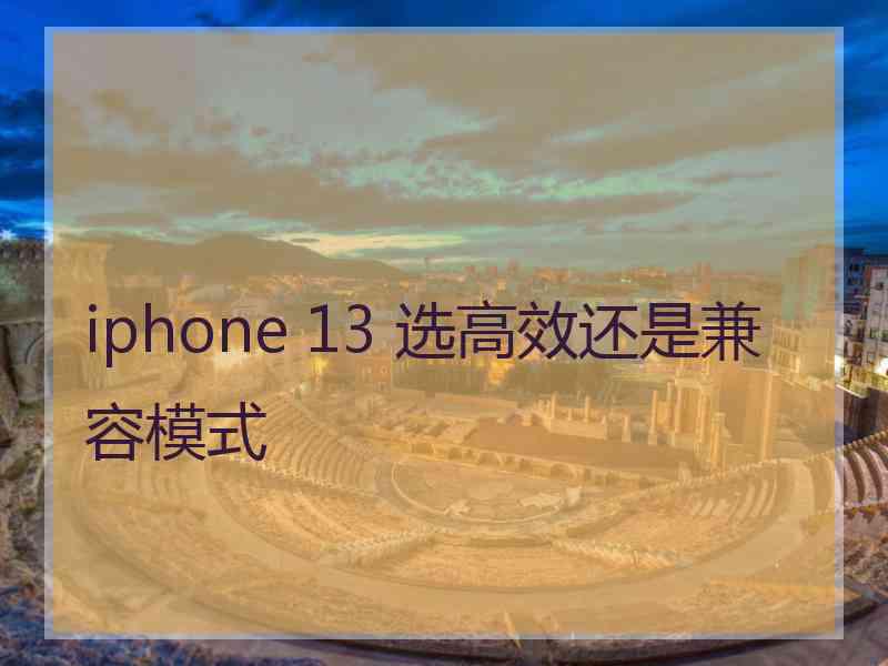 iphone 13 选高效还是兼容模式