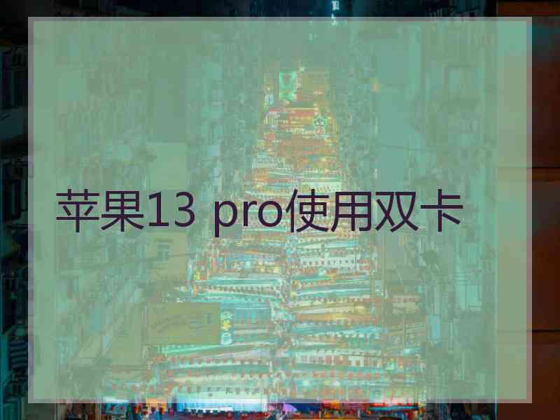 苹果13 pro使用双卡