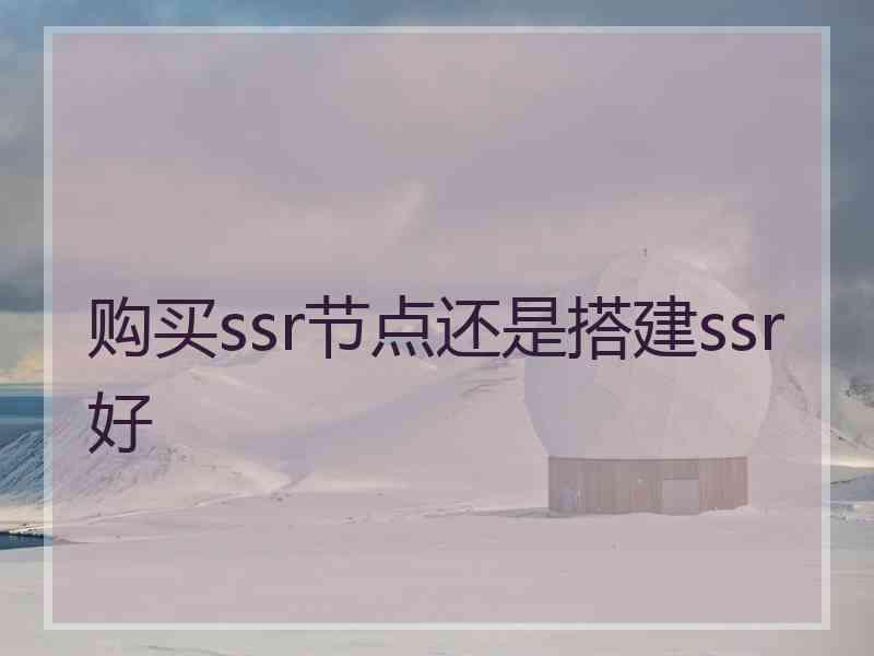 购买ssr节点还是搭建ssr好