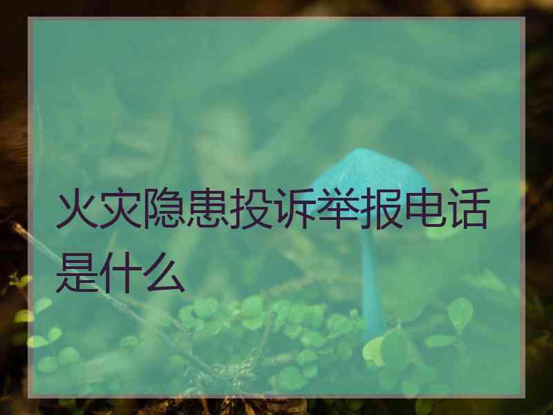 火灾隐患投诉举报电话是什么