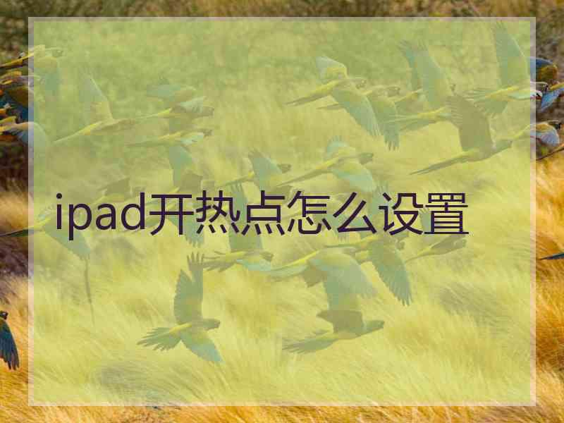 ipad开热点怎么设置