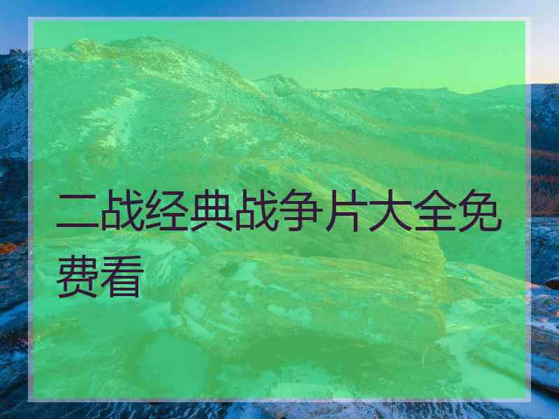 二战经典战争片大全免费看