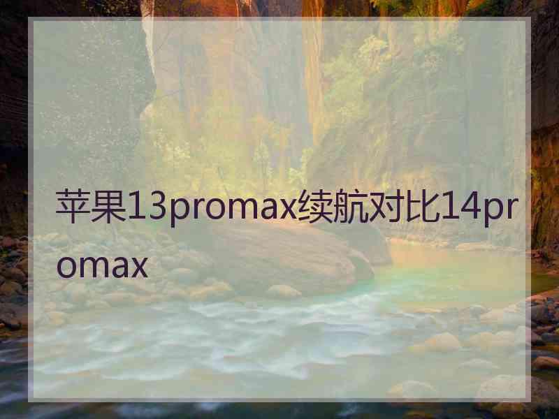 苹果13promax续航对比14promax