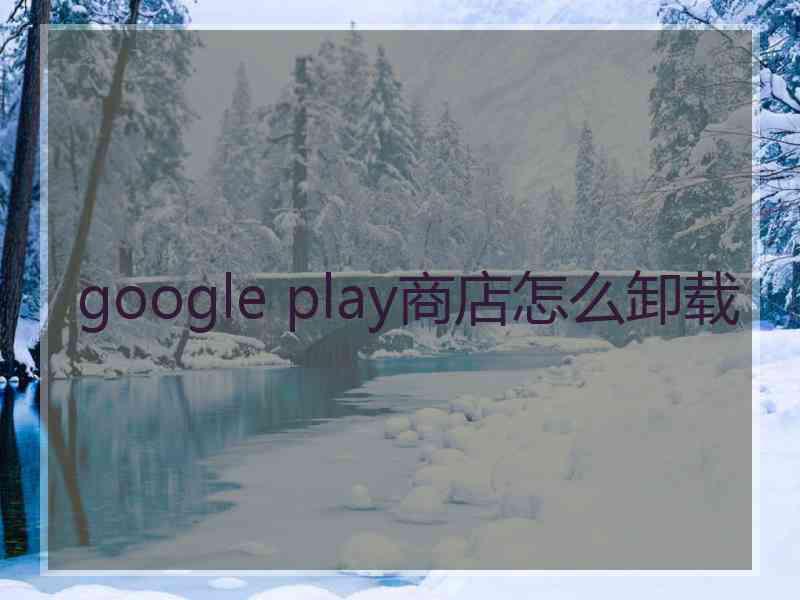 google play商店怎么卸载